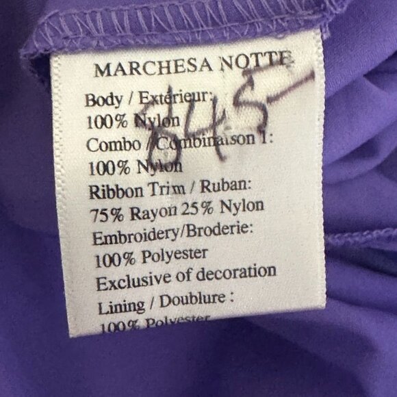 Marchesa Notte Purple & Blue 3D Floral Tulle Off-Shoulder Cocktail Dress Size 4 - Picture 10 of 12